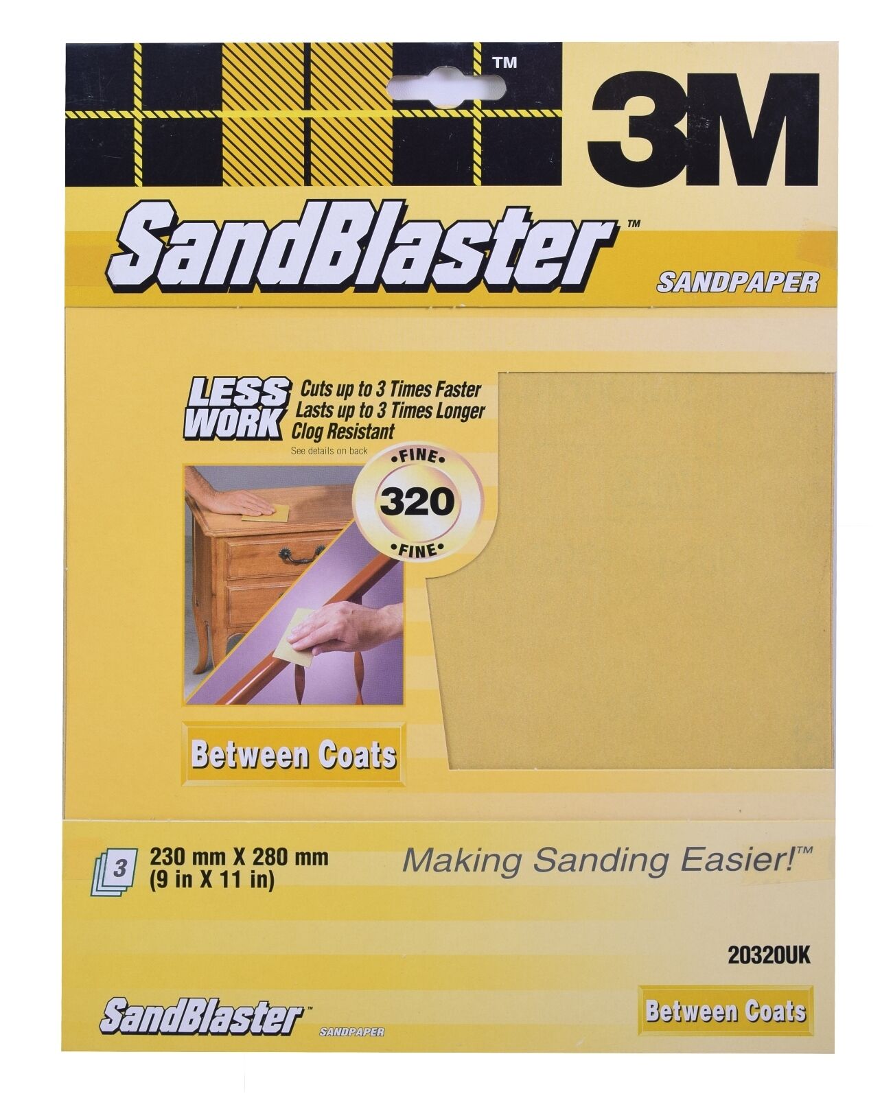 3M Sandblaster Sandpaper Sheets Paint Stripping, Bare Surfaces & Between Coats