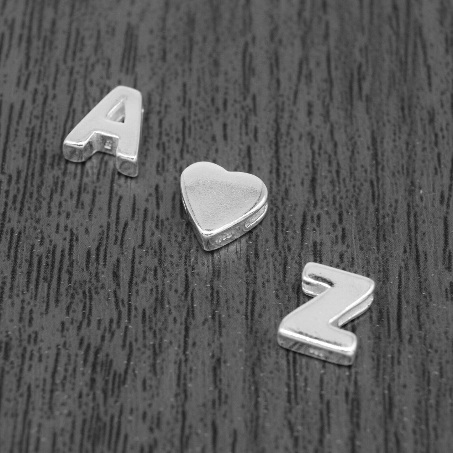 Genuine 925 Sterling Silver Alphabet Initial Letter Threader Bead A-Z & Heart