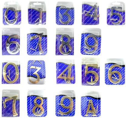 Solid Polished Brass & Chrome Door Numbers and Letter For House, Flat, Apartment