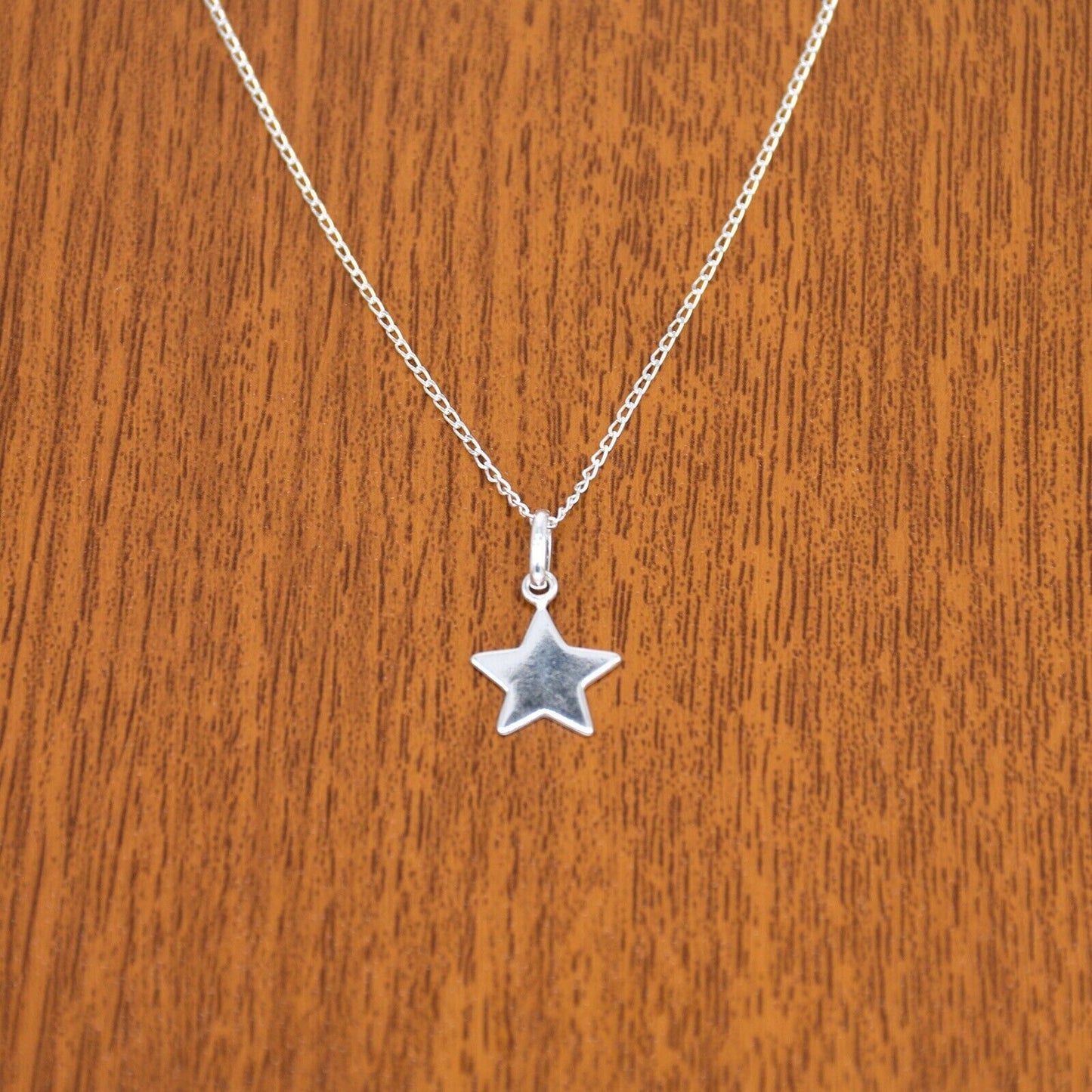 Genuine 925 Sterling Silver Star Pendant Necklace on 14" - 24" Curb Chain