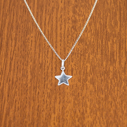 Genuine 925 Sterling Silver Star Pendant Necklace on 14" - 24" Curb Chain