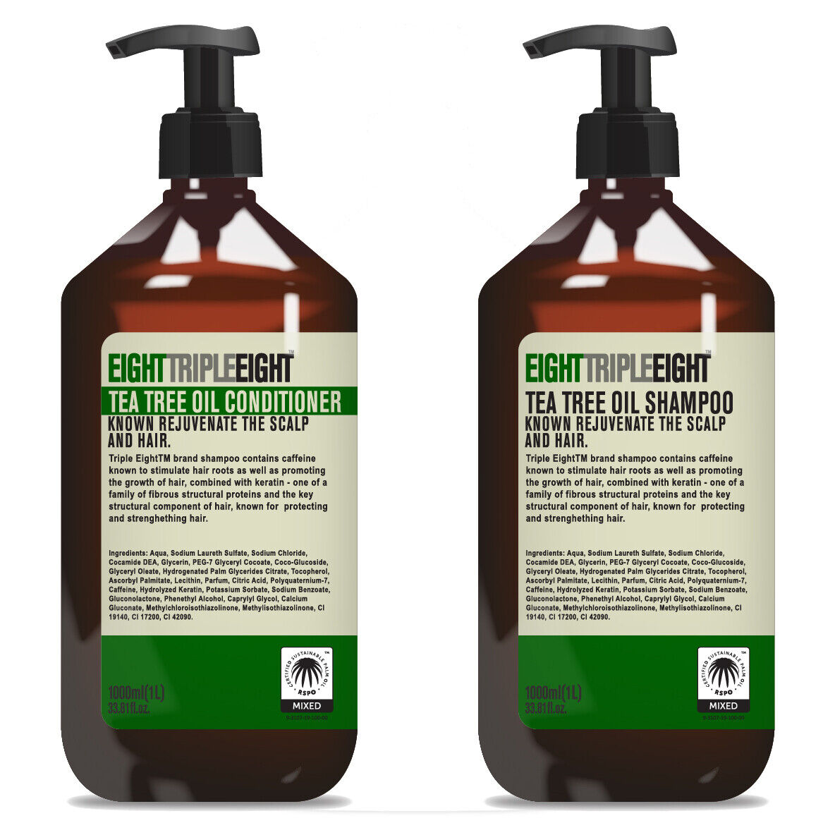 2x Eight Triple Eight 2x1L = 2 Litres of Shampoo & Conditioner - 14 Types