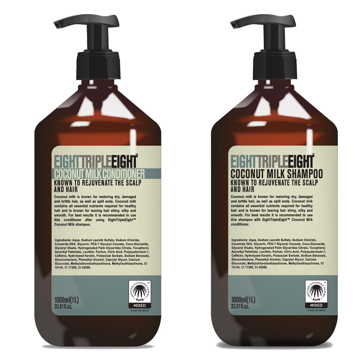 36x Eight Triple Eight 36x1L = 36 Litres of Shampoo & Conditioner - 14 Types