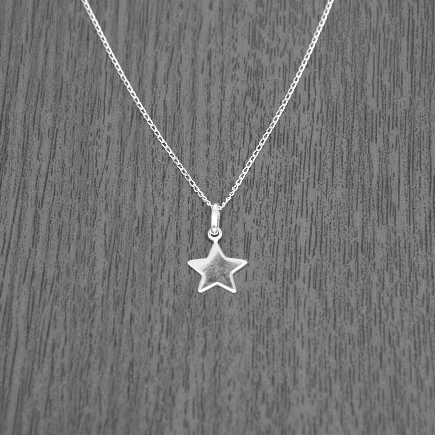 Genuine 925 Sterling Silver Star Pendant Necklace on 14" - 24" Curb Chain