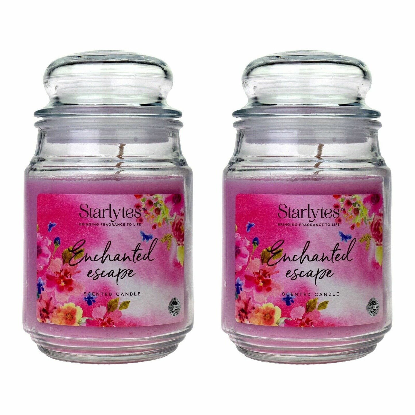 2 x Starlytes Scented Fragrance Candles Glass Jar 510g 125Hr Burn Time Gift Set