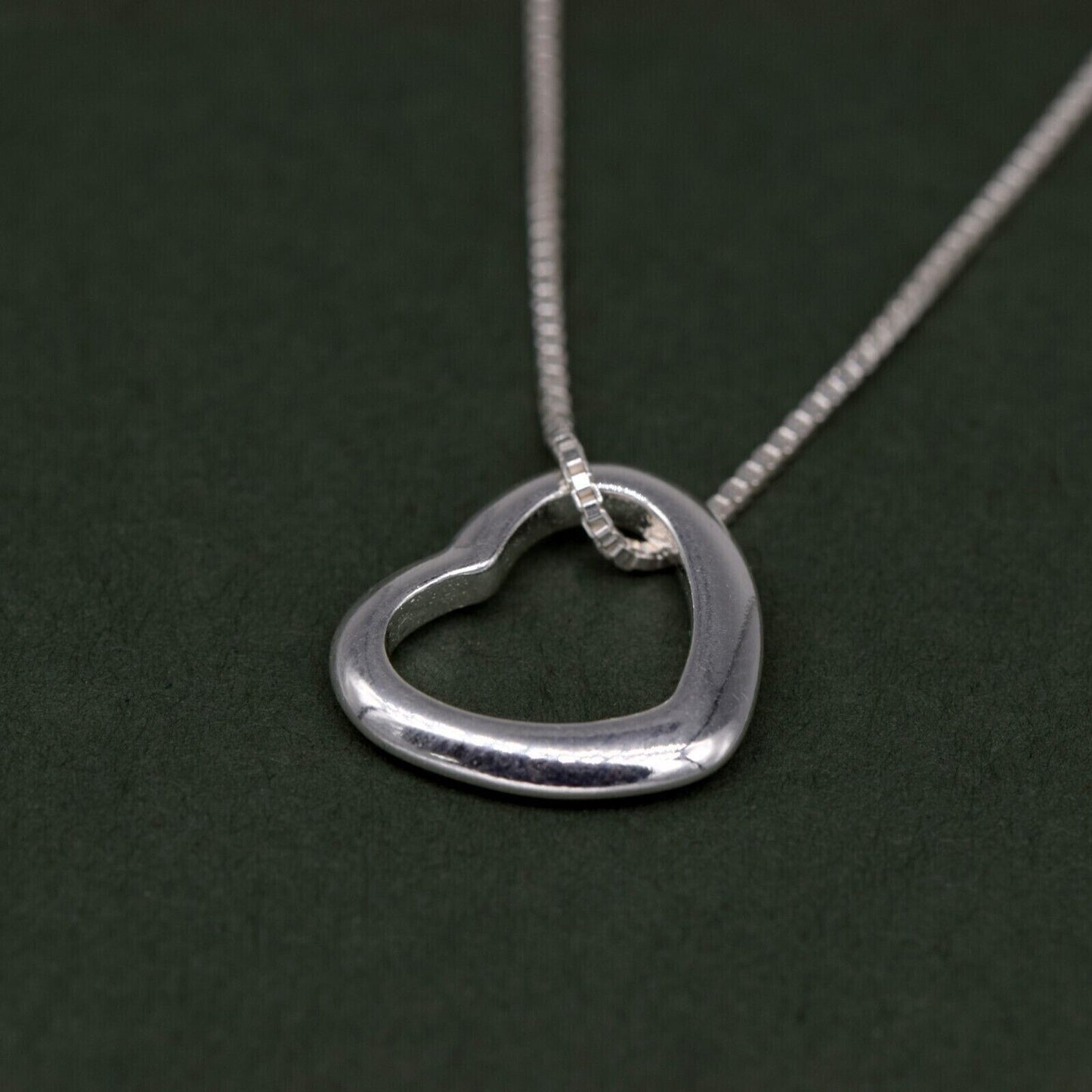 Genuine 925 Sterling Silver Floating Heart Pendant Necklace on 14”-24" Box Chain