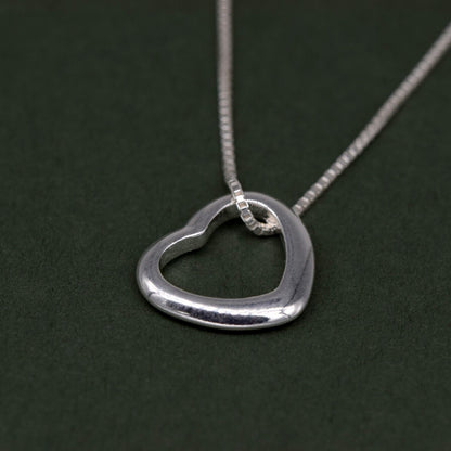 Genuine 925 Sterling Silver Floating Heart Pendant Necklace on 14”-24" Box Chain