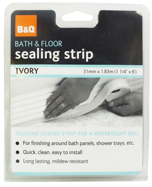B&Q Bath & Floor Silicone Sealing Strip - Ivory (Size: 31mm x 1.83)
