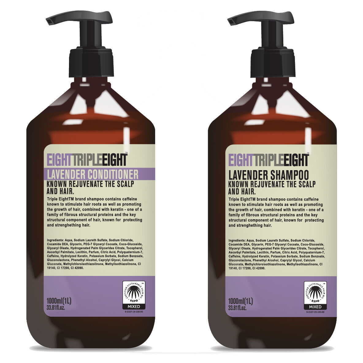 36x Eight Triple Eight 36x1L = 36 Litres of Shampoo & Conditioner - 14 Types