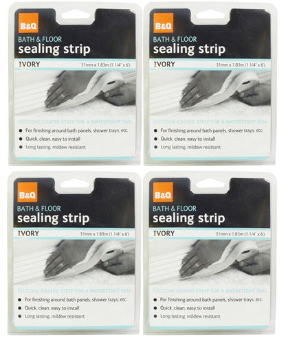B&Q Bath & Floor Silicone Sealing Strip - Ivory (Size: 31mm x 1.83)