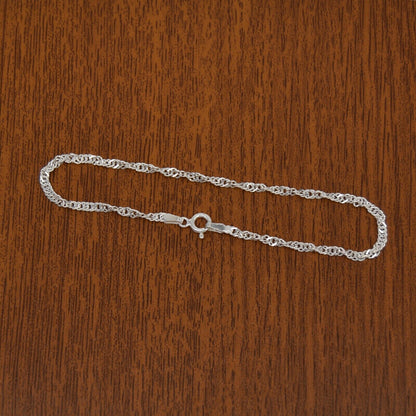 Genuine 925 Sterling Silver Singapore Twisted Curb Bracelet