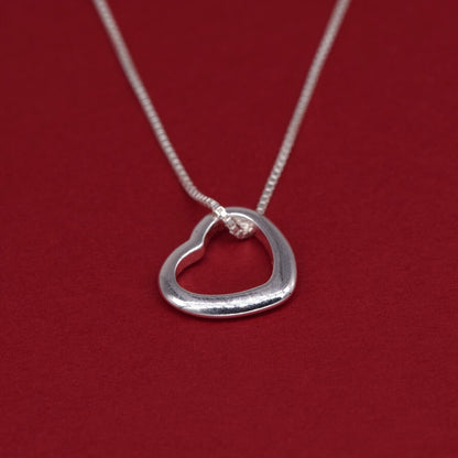 Genuine 925 Sterling Silver Floating Heart Pendant Necklace on 14”-24" Box Chain