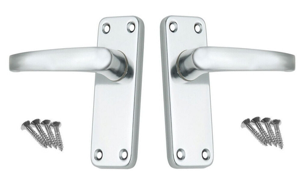 Quality Aluminium Metal Interior Door Handles Set Pair Lock Spring Lever Latch