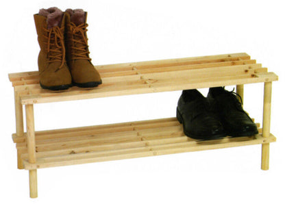 2 or 4 Tier Brown or Natural Wooden Shelf Storage Organiser Shoe Rack Stand
