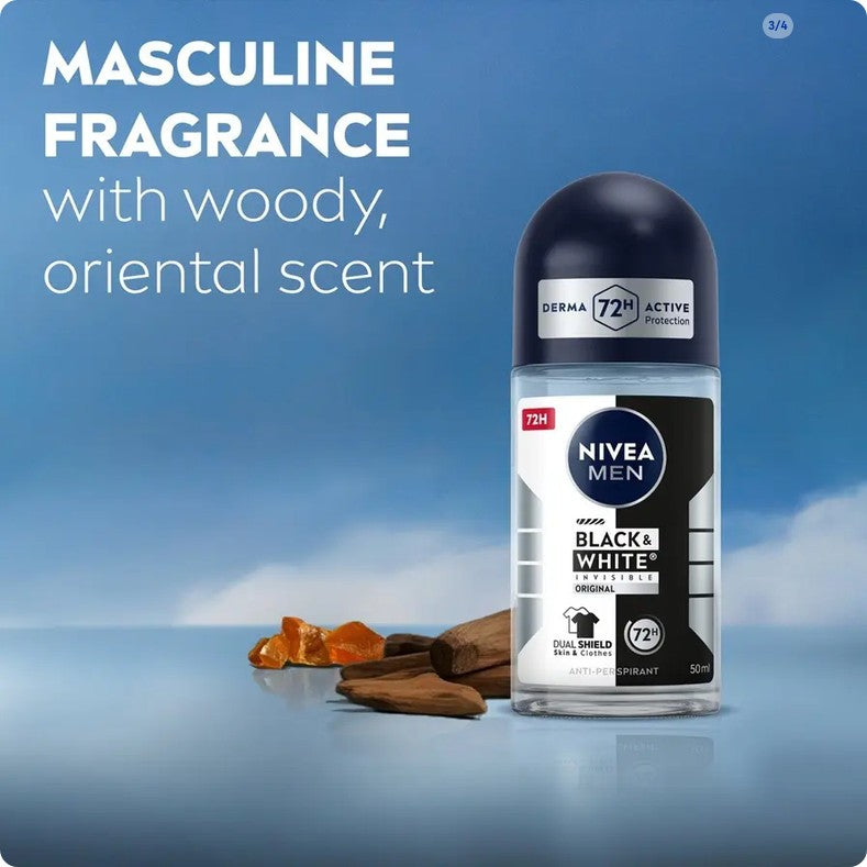 Nivea Men Roll On Black & White 72hr Anti-Perspirant Invisible Power - 50ml - image 3