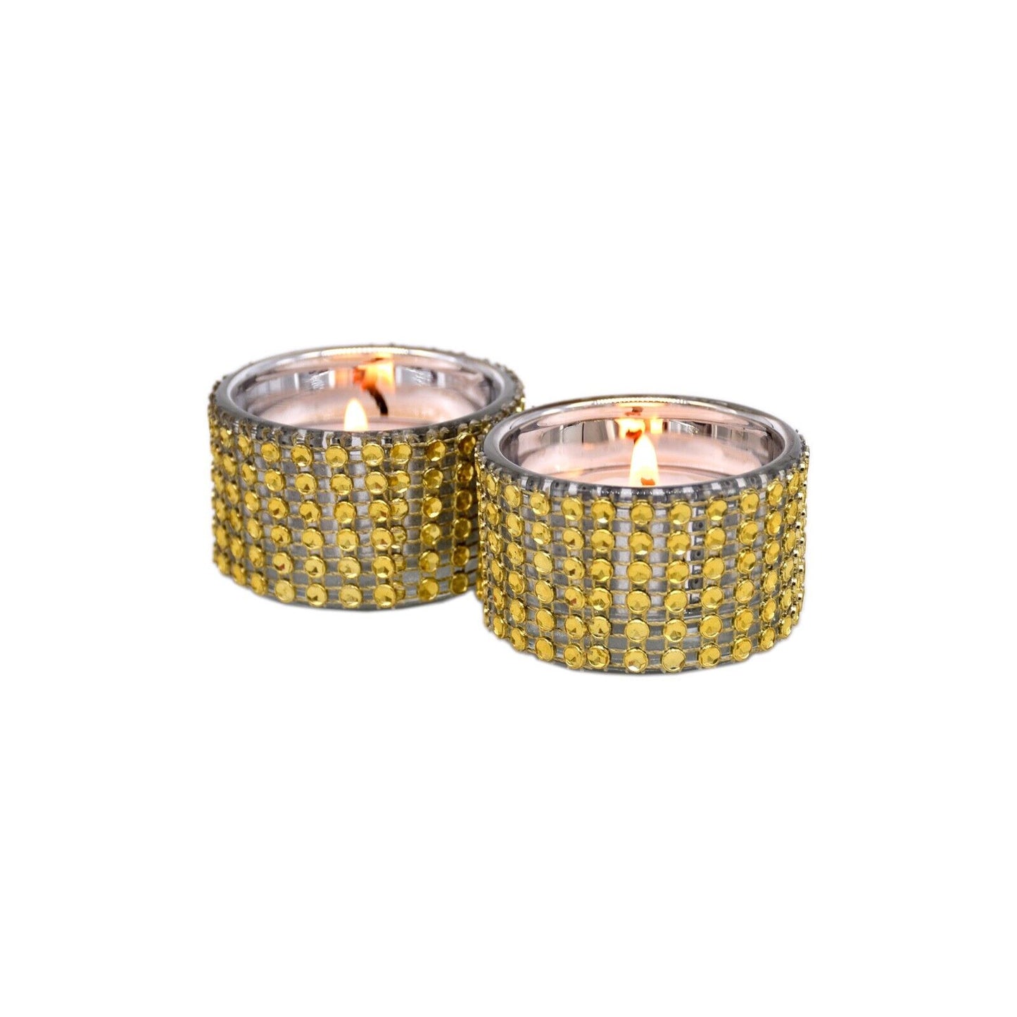 2 Decorative Diamante Jewelled Tea light Candle Holders with 100 Tealights (8hr)