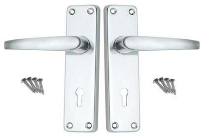 Quality Aluminium Metal Interior Door Handles Set Pair Lock Spring Lever Latch