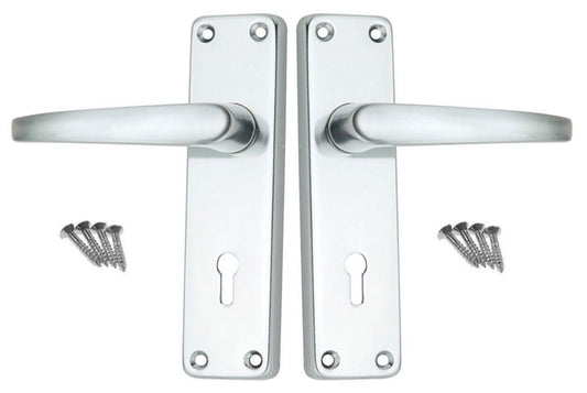 Quality Aluminium Metal Interior Door Handles Set Pair Lock Spring Lever Latch