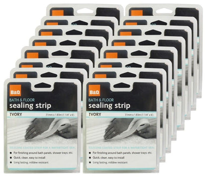 B&Q Bath & Floor Silicone Sealing Strip - Ivory (Size: 31mm x 1.83)