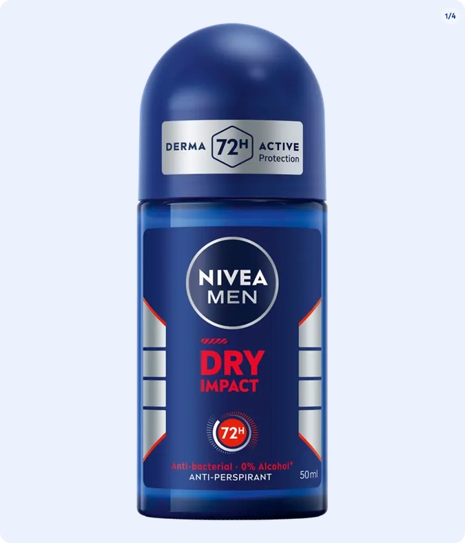 Nivea Men Roll On Dry Impact 72hr Anti-Perspirant 0% Alcohol - 50ml - image 4