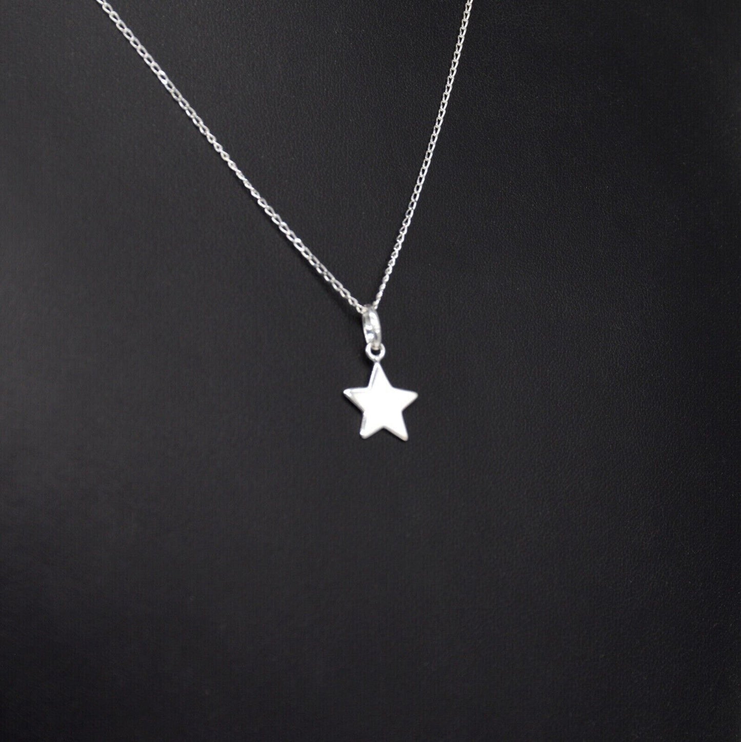 Genuine 925 Sterling Silver Star Pendant Necklace on 14" - 24" Curb Chain