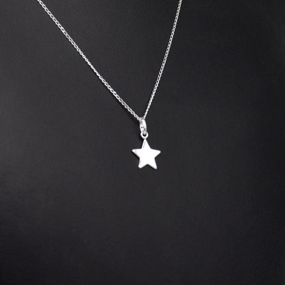 Genuine 925 Sterling Silver Star Pendant Necklace on 14" - 24" Curb Chain