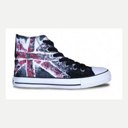 Andy-Z Lace Up Canvas Sneakers High Top Flats Round Toe UK USA Flag Print