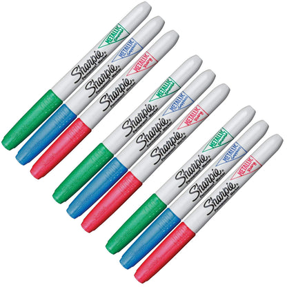 9x Sharpie Metallic Permanent Marker Pens Fine Point (Ruby, Emerald & Sapphire)