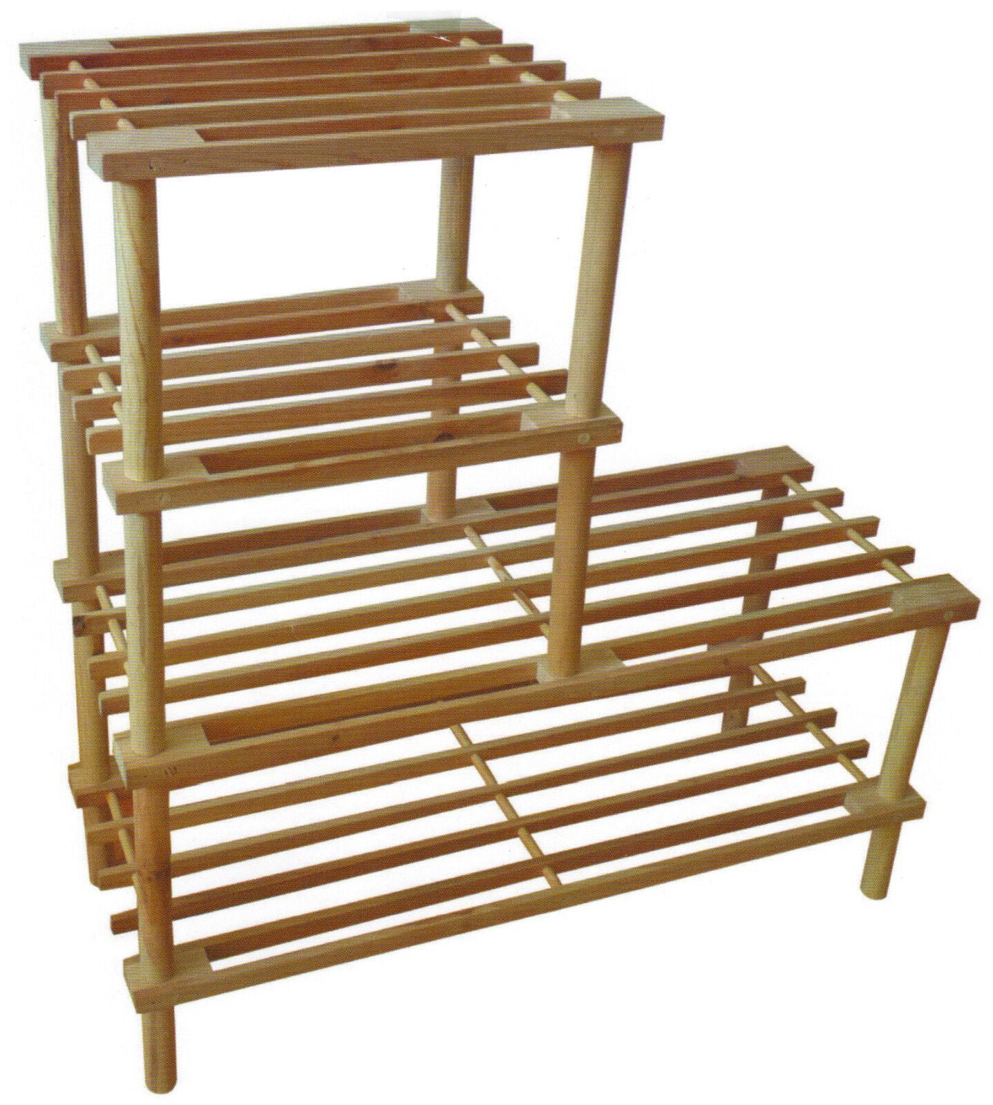 2 or 4 Tier Brown or Natural Wooden Shelf Storage Organiser Shoe Rack Stand