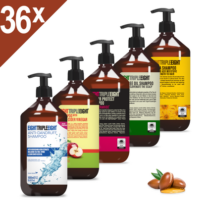 36x Eight Triple Eight 36x1L = 36 Litres of Shampoo & Conditioner - 14 Types