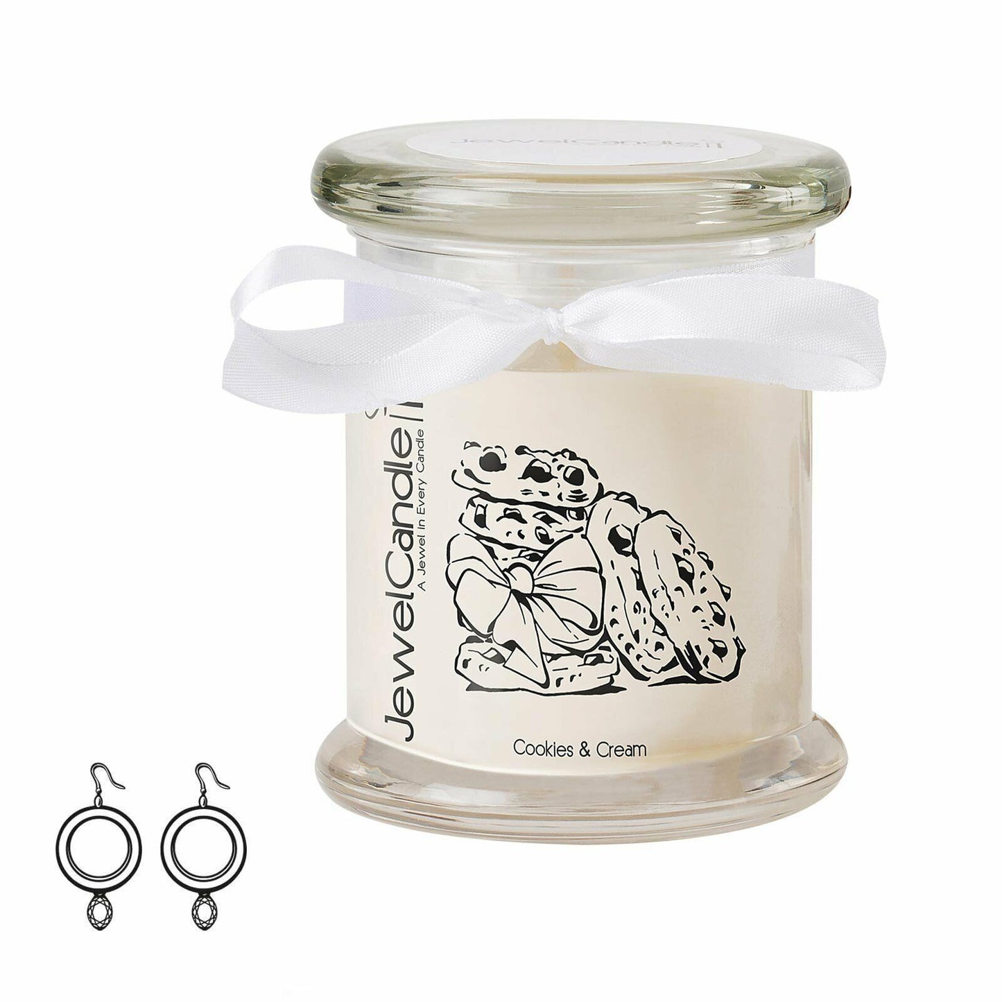 Jewel Candle Scented Candle Big Glass Jar with Stainless Silver Jewellery