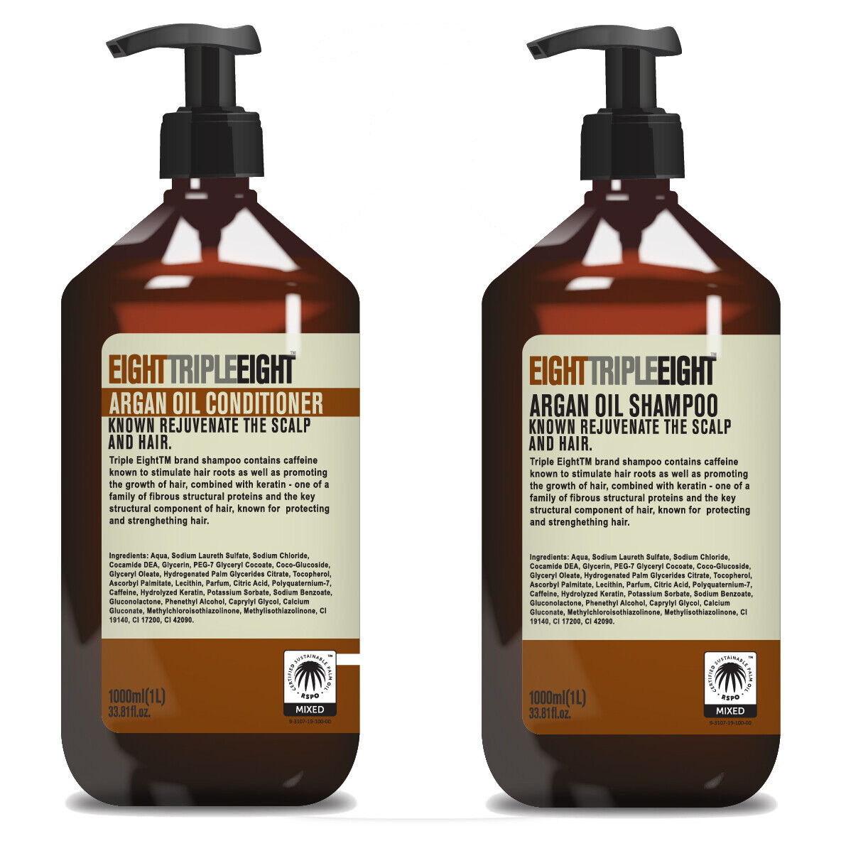 2x Eight Triple Eight 2x1L = 2 Litres of Shampoo & Conditioner - 14 Types