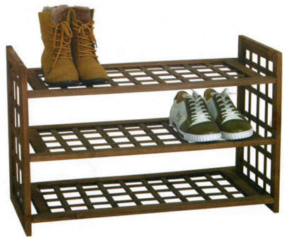 2, 3 or 4 Tier Brown Wooden Criss Cross Shelf Storage Shoe Rack Stand