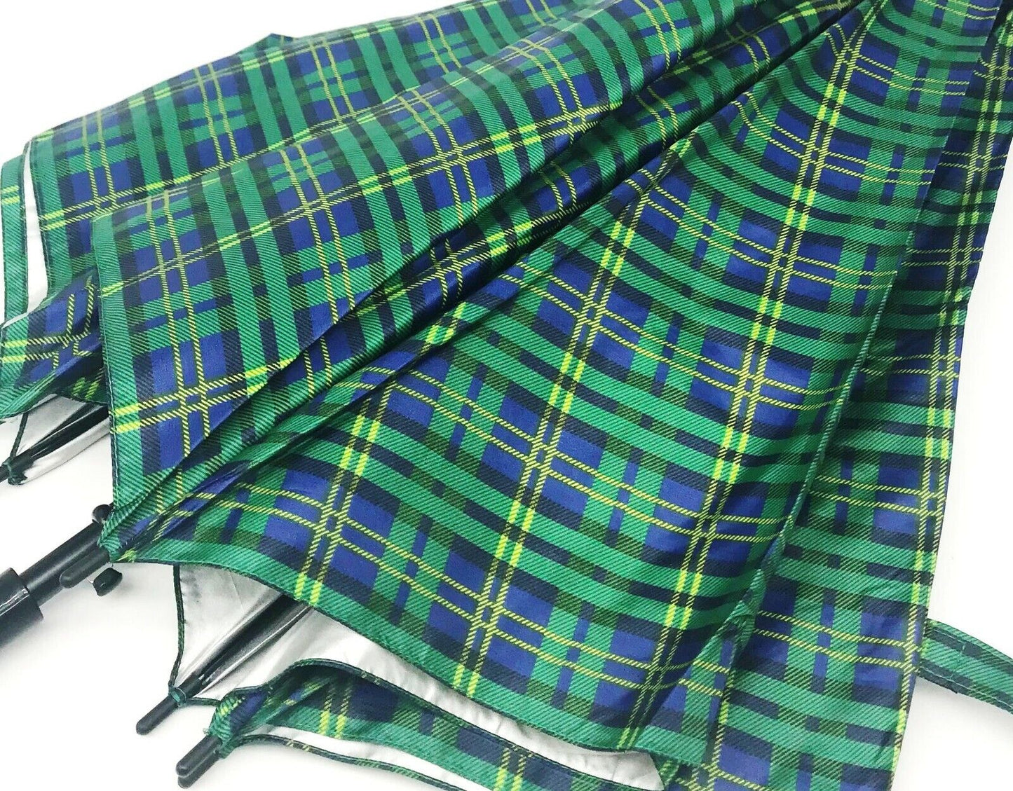 Unisex Classic Tartan Walking Umbrella Strong Large Crooked Handle Mixed Colours