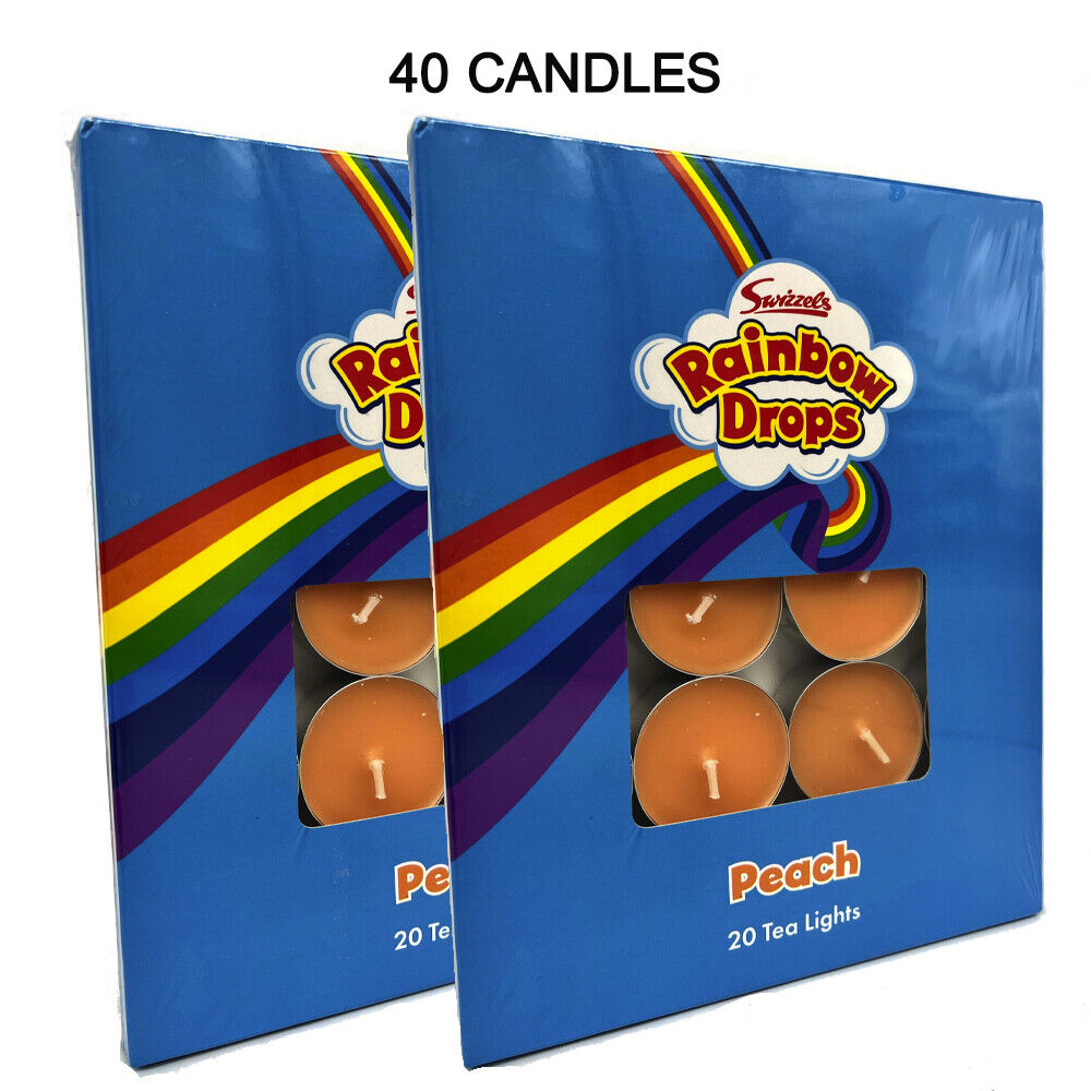 Swizzles Rainbow Drops Peach Scented Tea Lights Nightlight Candle Pack of 20 &40