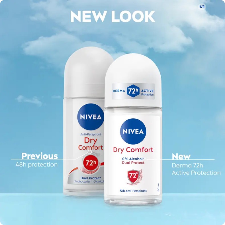 Nivea - Female Roll On Dual Protect 72hr Anti-Perspirant - Dry Comfort - 50ml - image 3