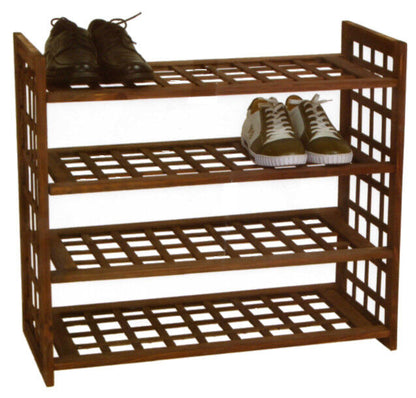 2, 3 or 4 Tier Brown Wooden Criss Cross Shelf Storage Shoe Rack Stand