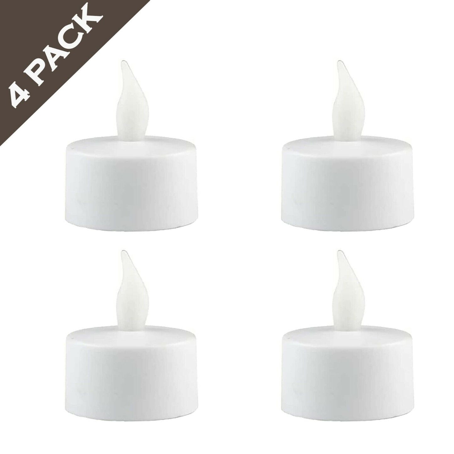 4 X White Flameless LED Tea Lights Candles Flickering Battery Operated Tealights