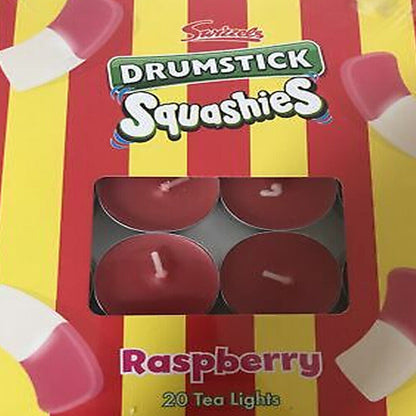 Swizzel 4 Long Burn Drumstick Squashies Raspberry Scented Tealights 20 / 40 Pack