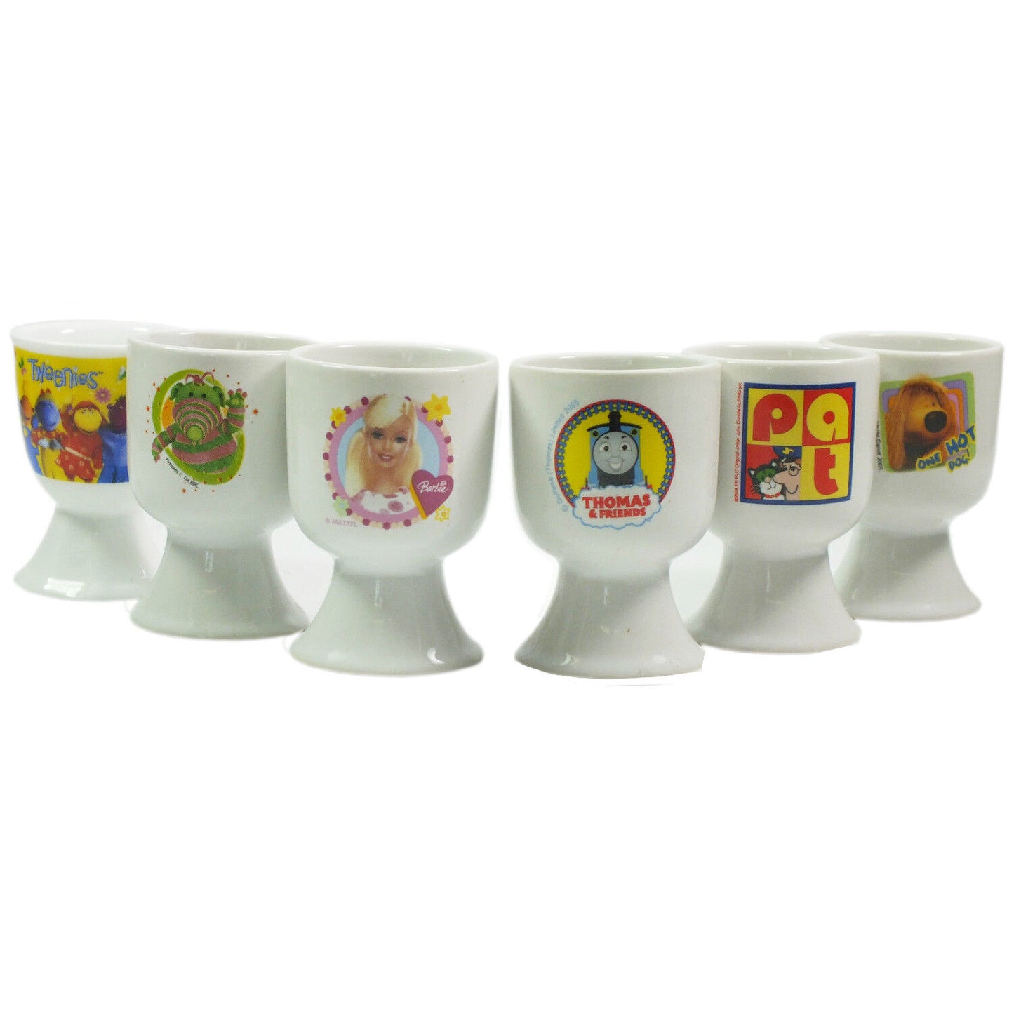 3,6,12 X Set Boiled Egg Cups Ceramic Cartoon Characters Kids Breakfast Egg Cups