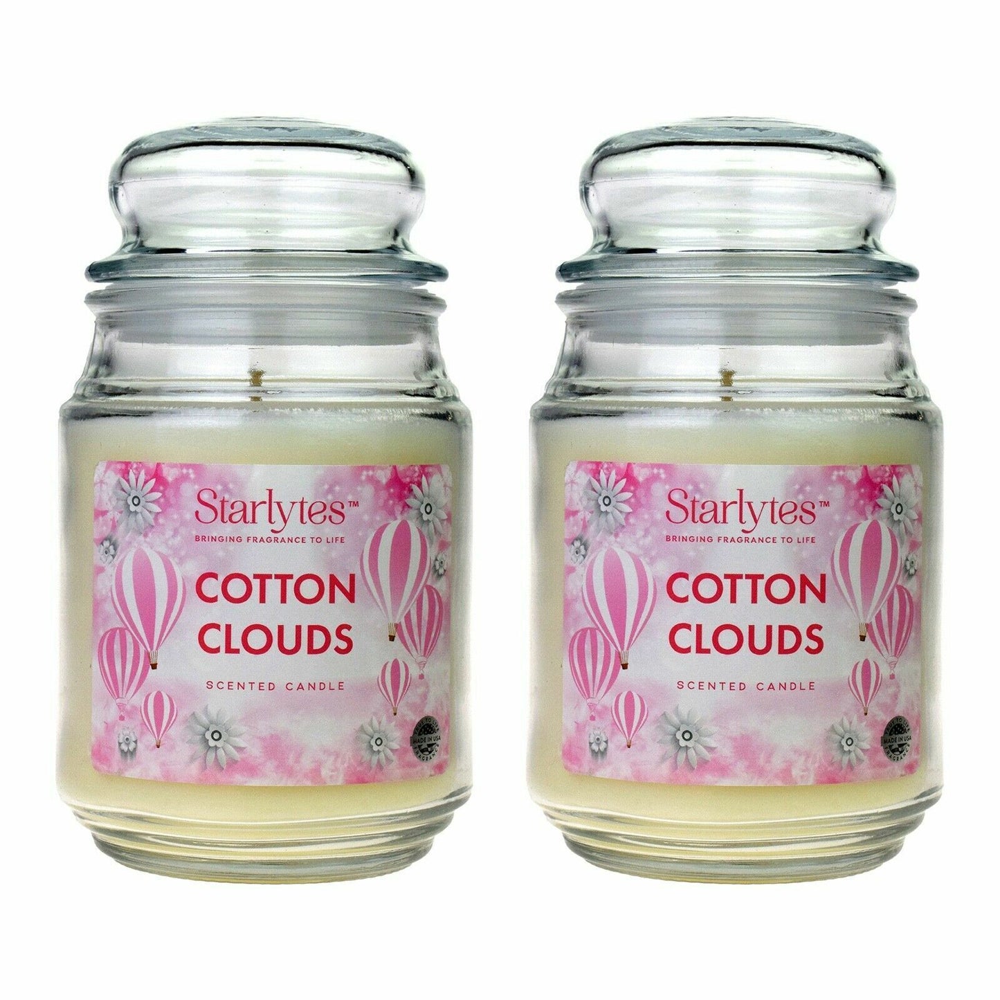 2 x Starlytes Scented Fragrance Candles Glass Jar 510g 125Hr Burn Time Gift Set