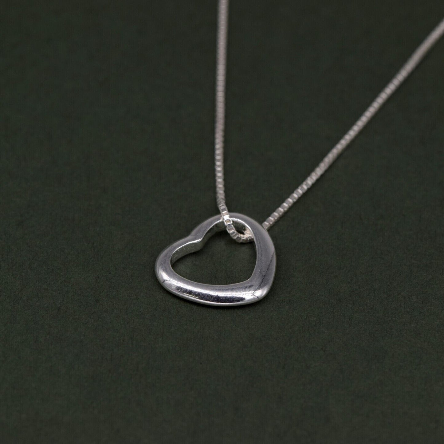Genuine 925 Sterling Silver Floating Heart Pendant Necklace on 14”-24" Box Chain