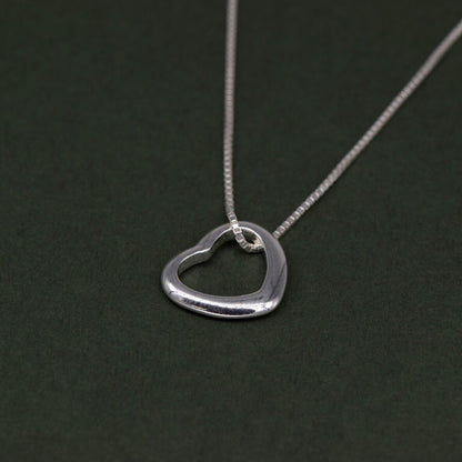 Genuine 925 Sterling Silver Floating Heart Pendant Necklace on 14”-24" Box Chain