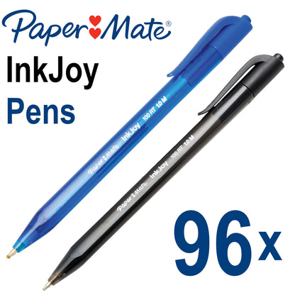 96x Paper Mate InkJoy 100RT 1.0mm Retractable Medium Ballpoint Pens (Blue/Black)