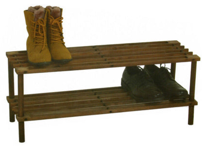 2 or 4 Tier Brown or Natural Wooden Shelf Storage Organiser Shoe Rack Stand