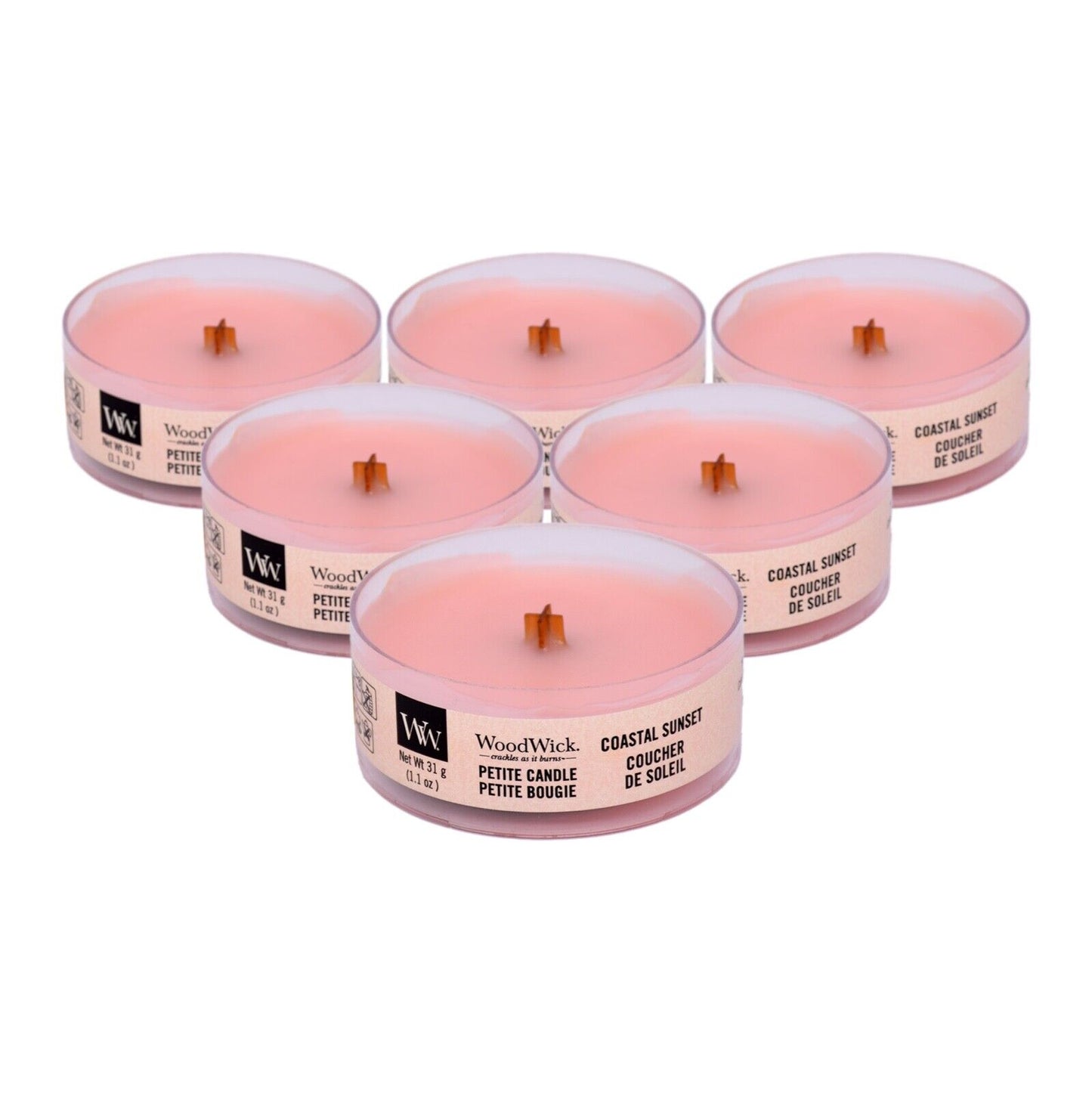 6x Woodwick (by Yankee Candle)  Petite Candle 6x31g - 6 Fragrance to Choose From