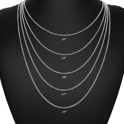 Genuine 925 Sterling Silver 16", 18", 20", 22", 24" Rolo Chain Necklace (2mm ⌀)