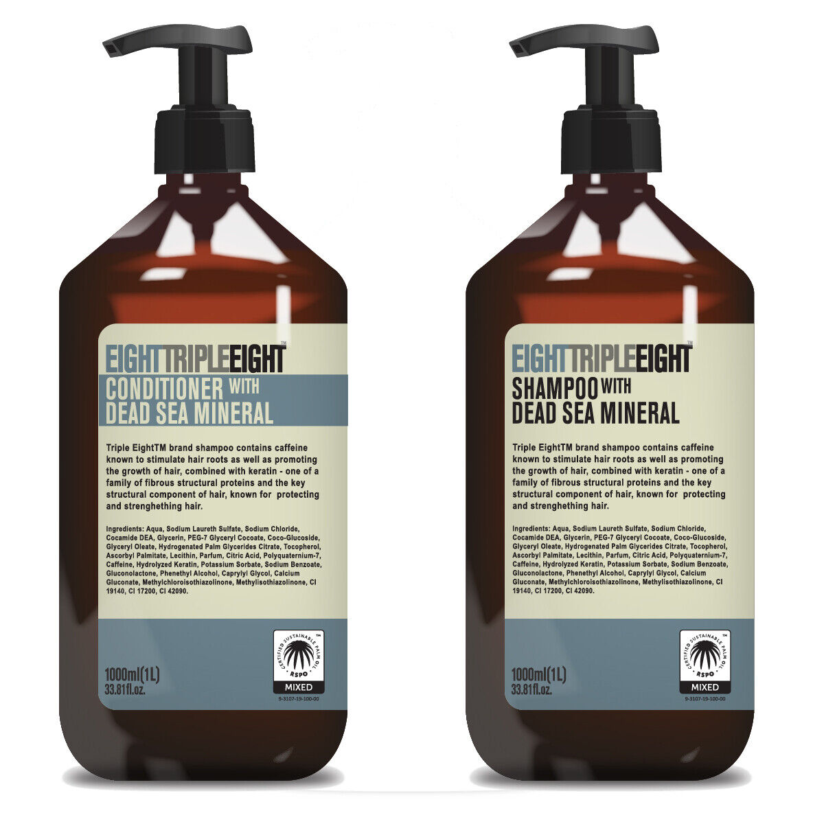 8x Eight Triple Eight 8x1L = 8 Litres of Shampoo & Conditioner - 14 Types