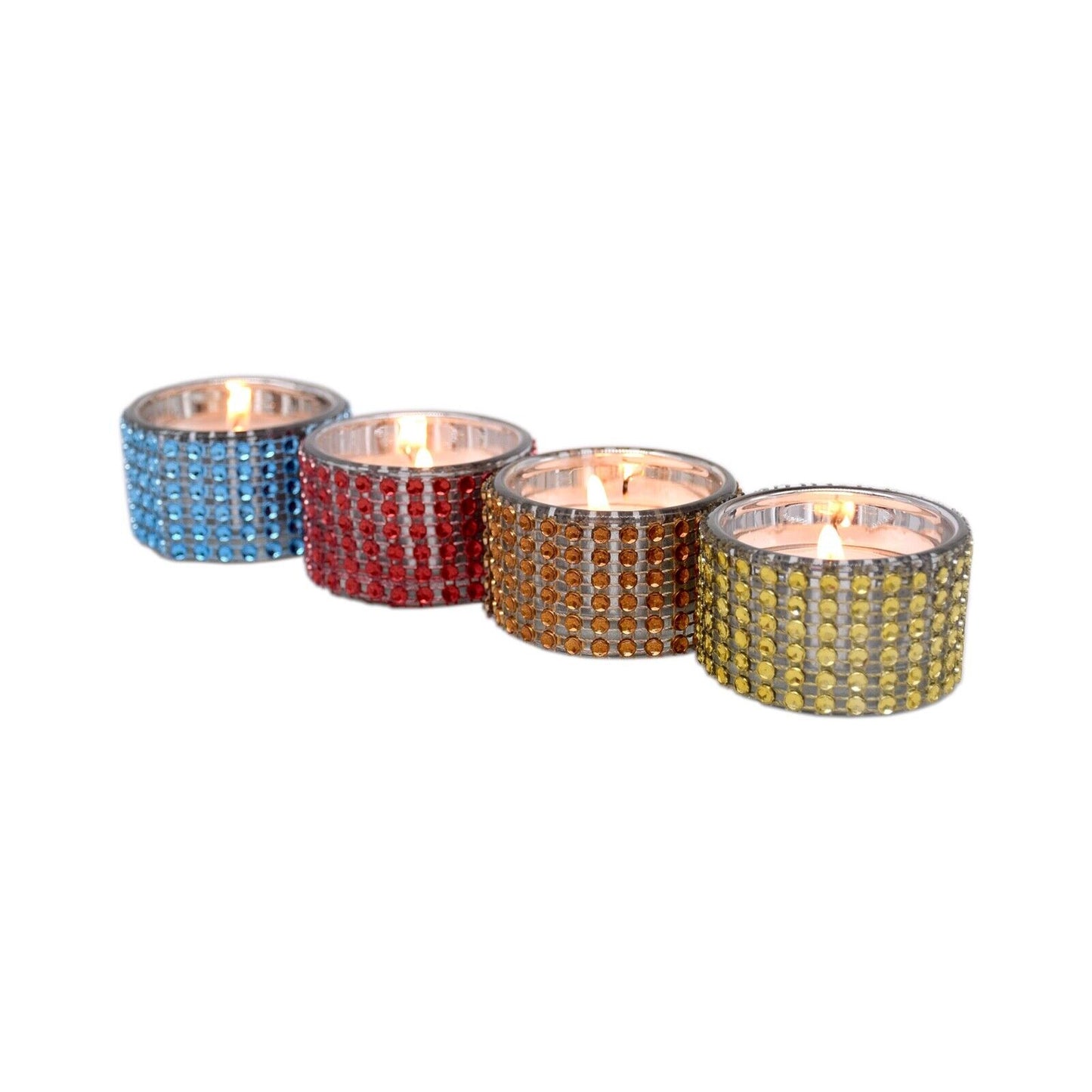 2 Decorative Diamante Jewelled Tea light Candle Holders with 100 Tealights (8hr)