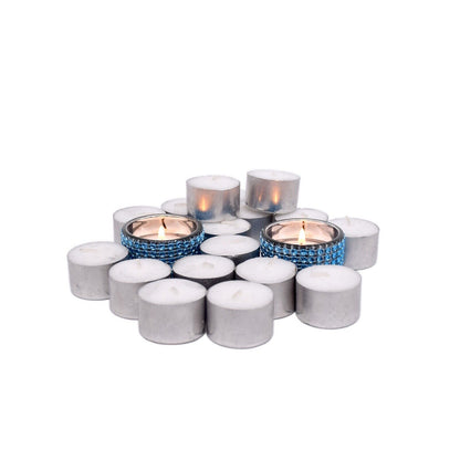 2 Decorative Diamante Jewelled Tea light Candle Holders with 100 Tealights (8hr)